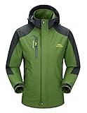 donhobo Herren Regenjacke Wasserdicht Atmungsaktiv Winddichte Funktionsjacke Outdoor Wandern Jacke Softshelljacken Mäntel mit Abnehmbare Kapuzen (Grün, L)
