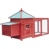 YITHOPI Hühnerstall mit 1 Legenest Holz,2 Tür 1 Ebene Outdoor Tierstall Großer, fuchssicher mit verstärktem Zinkdraht,190 x 64 x 100 cm (L x B x H) Tanne M