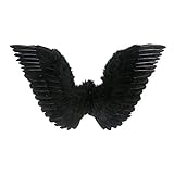 Widmann 8671N - Federflügel, schwarz, Größe circa 86 x 31 cm, Engel, Teufel, Mottoparty, Karneval, Hallow