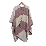 Damen Bedruckter Cape-Schal Großer geprägter gestreifter Slit-Schalabschnitt gefärbter Kaschmir-Damenkap-Großschal Modischer Front-Cardigan-Schal (Color : Multi-Colored, Size : One Size)