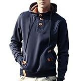 KKXY Herren Kapuzenpullover Herren Kapuzenpullover, Einfacher Einfarbiger Leichter Board-Pullover, 3D-Schneiden, mit Taschen, Loser Pullover Mantel(Size:XL,Color:Dunkelblau)