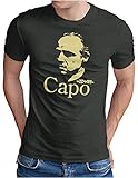 OM3® Capo T-Shirt | Herren | Legende Mafia Boss The Godfather Gangster | Dark Grey, 4XL