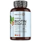 Biotin Komplex - 1 Jahr Vorrat mit 365 Tabletten - Biotin Zink Selen & Kokosnuss MCT Pulver - 10000mcg Vitamin B7 (Biotin) - Vegane Haarvitamine mit natürlichen Inhaltsstoffen - Von MaxMedix