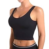 OUDOTA Damen Sport BH Stark Halt Push Up Gepolstert Bustier Ohne Bügel Frauen Große Brüste Bra Crop Top für Yoga Training Jogging Schwarz S