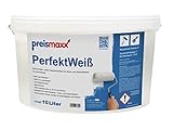 preismaxx Wandfarbe weiß 10 Liter, Innenfarbe, sehr hohe Deckkraft Klasse 1, matt, PerfektWeiß