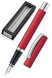 Online OL/36622-0 Füller Vision Red, Füllfederhalter mit klarem Design, matt gebürstetes Aluminium, Iridium-Feder M, für Standard-Tintenpatronen und Konverter geeignet, Geschenkverpackung | Farbe:
