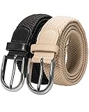 RBOCOTT Elastischer Stoffgürtel ,Geflochtener Stretchgürtel,Gürtel Nylon,Pin-Schnalle Gürtel,Herren Gürtel,Damen Gürtel,Schwarzer Gürtel,Milchweiß Gürtel(125CM)