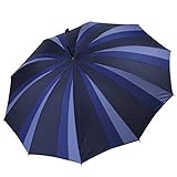 Stockschirm Regenschirm Groß Damen 10-teilig Automatik Transparentgriff Dunkelb