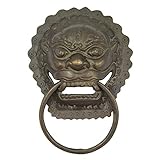 BBNBY Klopfer Antike Große Messingtürbeschläge Tor, Lions Haustürgriffe mit Schrauben, Outdoor I