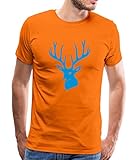 Spreadshirt Hirsch Geweih Hirschkopf Hirschgeweih Männer Premium T-Shirt, 4XL, Orang