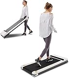 UMAY LONTEK Laufband elektrisch für Zuhause und Büro, Platzsparendes Walking Pad bis 6 km/h, Treadmill mit LED-Anzeige, Fernbedienung, App, Weiß