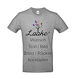 T-Shirt Bedrucken - Text und Bild individuell auf Vorder- und Rückseite Drucken Lassen Frauen und Männer | Personalisiert Farbe Sport Grey, Größe L