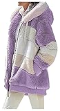 joyvio Damen Langarm Full Zip Weiche Warme Fleecejacke Zip Up Sherpa Jacke (Color : Purple, Size : M)