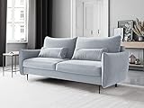 Sofa Samt Convertible mit Aufbewahrungsbox, 3 Sitzer, Hellblau, 222 x 105 x 90