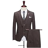 TWDYC Herrenanzüge Bräutigam Tragen Sie Smoking Custom Made 3-teile Hochzeit Anzüge Slim (Jacke + Hose + Weste) (Color : Brown, Size : L for 55 to 60kg)