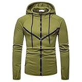 Zytyeu Sweatjacke Herren Slim Fit Farbkontrast Spleißen Kapuzenjacke Herren Outdoor Camping Bergsteigen Wandern Reißverschluss Jacke Herren Frühling Herbst Lassig Übergangsjacke Herren P-Green M