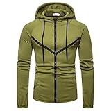 Zytyeu Sweatjacke Herren Slim Fit Farbkontrast Spleißen Kapuzenjacke Herren Outdoor Camping Bergsteigen Wandern Reißverschluss Jacke Herren Frühling Herbst Lassig Übergangsjacke Herren P-Green M