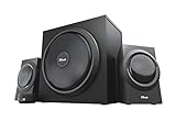 Trust Yuri 2.1 PC Lautsprecher mit Subwoofer, 120W Spitzenleistung, Subwoofer aus Holz mit einem Starken 5,25 Zoll-Basstreiber, Lautstärkeregelung mit Kopfhörer- und Line-I