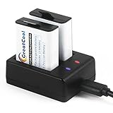 GreatCool Action Cam Akku 1050MAH wiederaufladbar 2 Akkus mit einem Ladegerät für ODRVM/Apeman/Akaso/vtin/icefox/SJCAM/qumox/WIMIUS/DBPOWER/Vemont/CAMKONG/Campark/Victure/Dbpow