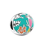 Pandora 925 Silber DIY Schmuck CharmFeiner Schmuck Emaille Blume Perle Papagei Charm Fit Armband Frau Schmuck Zubehör Herstellung