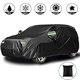 Autoabdeckung Vollgarage Auto Abdeckplane Autogarage Autoplane Ganzgarage Wasserdicht Auto Vollgarage Plane für Auto Winter (4.85 * 1.9 * 1.85m/ SUV /210T Schwarz)