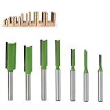 BIGP 7 Stück 6 Stück 6mm Schaft Gerade Fräser Set, Einzel- / Doppelflötenfräser Bitfräser Holz Fräser Router Bit Oberfräser Nutfräser Holzfräser F