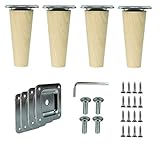 Prima Online 4x Holzfüße Möbelfüße Sofafüße Buche Holzbeine gerade Länge 10cm Buche Holz Oberfläche sauber (Gerade [10 CM])