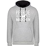 Shirtracer Pferde Geschenk und Reiten Zubehör - Pferde Mädchen Motiv - 5XL - Grau meliert/Navy Blau - Pferd - JH003 - Hoodie zweifarbig und Kapuzenpullover für Herren und D