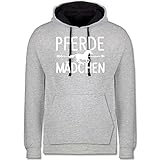 Shirtracer Pferde Geschenk und Reiten Zubehör - Pferde Mädchen Motiv - 5XL - Grau meliert/Navy Blau - Pferd - JH003 - Hoodie zweifarbig und Kapuzenpullover für Herren und D