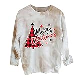 Weihnachtspulli Dicker Plüsch Sweatshirt Lamm Kaschmir Pulli Langarm Shirts Bedrucktes Oversize Oberteil Tops Pullover Damen GrüN Weihnachten Sweatshirt (Khaki 6,XXXL)