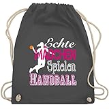 Shirtracer Handball Geschenk für Handballer - Echte Mädchen Spielen Handball weiß - Unisize - Dunkelgrau - handball 1 - WM110 - Turnbeutel und Stoffbeutel aus Baumw