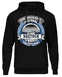 Uglyshirt87 EIN Leben lang Rostock Herren Kapuzenpullover | Stadt - Rostock Skyline - Fussball - Sport - Rostock Pullover - Ultras - Hoodie | Schwarz (S)