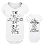 Damen T-Shirt beidseitig Bedruckt selbst gestalten mit eigenem Text Bedrucken Lassen personalisierte Geschenke Damen Tshirt mit Aufdruck Tshirt Bedrucken Lassen t Shirt selber gestalten (Weiß, M)
