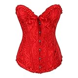 SEEGOU Damen Spitzenkorsett Satinkorsett Schneiden Push-up Gürtel Taillentrainer Fatburner Bustier mit Schleife Women's Rückenformung Gothic Korsett Top Lingerie Sexy Steampunk Shapew