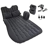 Ergocar Auto Luftmatratze Langlebig Camping Matratze Luftsofa Luftbett mit Kissen Elektrische Auslaufschutz Aufblasbar Sofa Gästebet SUV MPV Outdoor Reisen Sandstrand-Schw