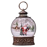 Weihnachten Laterne, Retro Tragbare Laternen Weihnachtsthema Lampen Dekoration LED Licht,Wasserdicht Kunststoff Dekorative LED Laterne für Terrasse Veranda Hof W