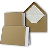 25 x Kartenpaket mit gefütterten Brief-Umschlägen und Einleger - DIN A6/C6 - Kraft - 10,5 x 14,8 cm - Nassklebung - NEUSER PAPIER