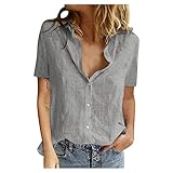 YinGTral Damen lässig V-Ausschnitt einfarbig kurz gefesselt Ärmel Tops T-Shirts B