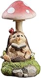 GAOLILI Skulptur Statue Kaninchen Statue Dekoration Harz Kaninchen Pilz Lesebuch Dekorationen Home Outdoor Garden Hof Balkon Kunsthandwerk (Color : A)