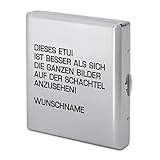 Kartenmachen.de Zigarettenetui Chrom poliert mit individueller Gravur Metall Silber für 18 Zigaretten mit Spannbügel - Schachtel B