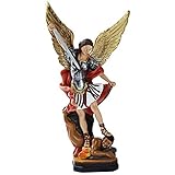 Vinbcorw Saint Michael Besiegt Satan Figur,Deko Figur Heiliger Michael Erzengel,Wohnzimmer Und Gartenharz Sammlerstücke Dekoration Ornamente,Religiöses Geschenk,A1