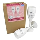 Jahrestag Geschenk für Sie - Sektgläser Hochzeit - Geschenke für Paare - Kunststoffgläser Set - Geschirr Camping - Lieblingsmensch (2er Set)