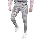 LFYYDS Herren Hose Mode Streifen Freizeithose Slim Fit Straight Chino Hose Knitterarme Flatfront-Chinohose Lässige Knöpfen Jogginghose Laufhose Passend für Arbeit Dating W