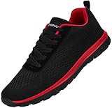 DYKHMILY Sicherheitsschuhe Arbeitsschuhe Herren Damen stahlkappen Schuhe Atmungsaktiv Leichte Sportlich Anti-Smashing(Schwarz Rot,43)
