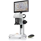 Bresser LCD-Mikroskop Analyth mit Durch- und Auflicht in 5 Helligkeitsstufen, stufenlosem Zoom (0,7X–4,5X), 22,5-cm-Display und Grob- und Feinfokussierung, 5809100, W