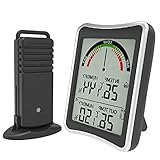 Mcbeitrty Kabellose Wetterstation für Innen- und Außenbereich, Thermometer, Hygrometer, Vorhersage, Sensor, sichere L