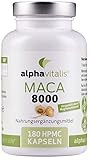 Alphavitalis Maca 8000 Gold vegan - 180 Kapseln 20:1 Maca Wurzel Extrakt - deutsche Herstellung - laborgeprüft - ohne Magnesiumstearat - hochdosiert - 8000mg Pulver pro Kap