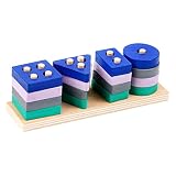 ACEHE Montessori Toy Bloques de construcción de madera Juguetes educativos de aprendizaje temprano Color Shape Match Kids Puzzle Juguetes para niños * M