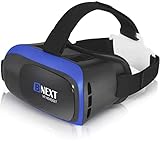 VR-Brille, Virtual Reality-Brille kompatibel mit iPhone & Android [3D Brille] - Erleben Sie Spiele und 360 Grad Filme in 3D mit weicher & komfortabler VR-Brille | Blau | mit Aug