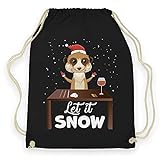 wowshirt Turnbeutel Let It Snow Kokain Erdmännchen Weihnachtsmotiv Weihnachten Nikolaus Weihnachtsgeschenk Ugly Christmas, Farbe:Black